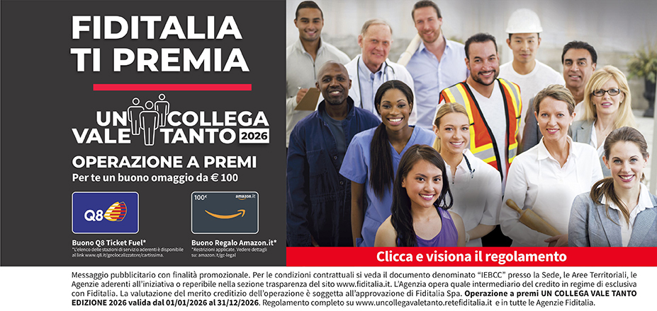 Agenzia MP Finanziamenti Fiditalia | Caltagirone, Caltanissetta | Fiditalia ti premia - Vinci un buono omaggio da €100. Operazione a premi. Clicca e visiona il regolamento. Operazione a premi UN COLLEGA VALE TANTO 2025 valida dal 01/01/2025 al 31/12/2025. Regolamento completo www.uncollegavaletanto.retefiditalia.it